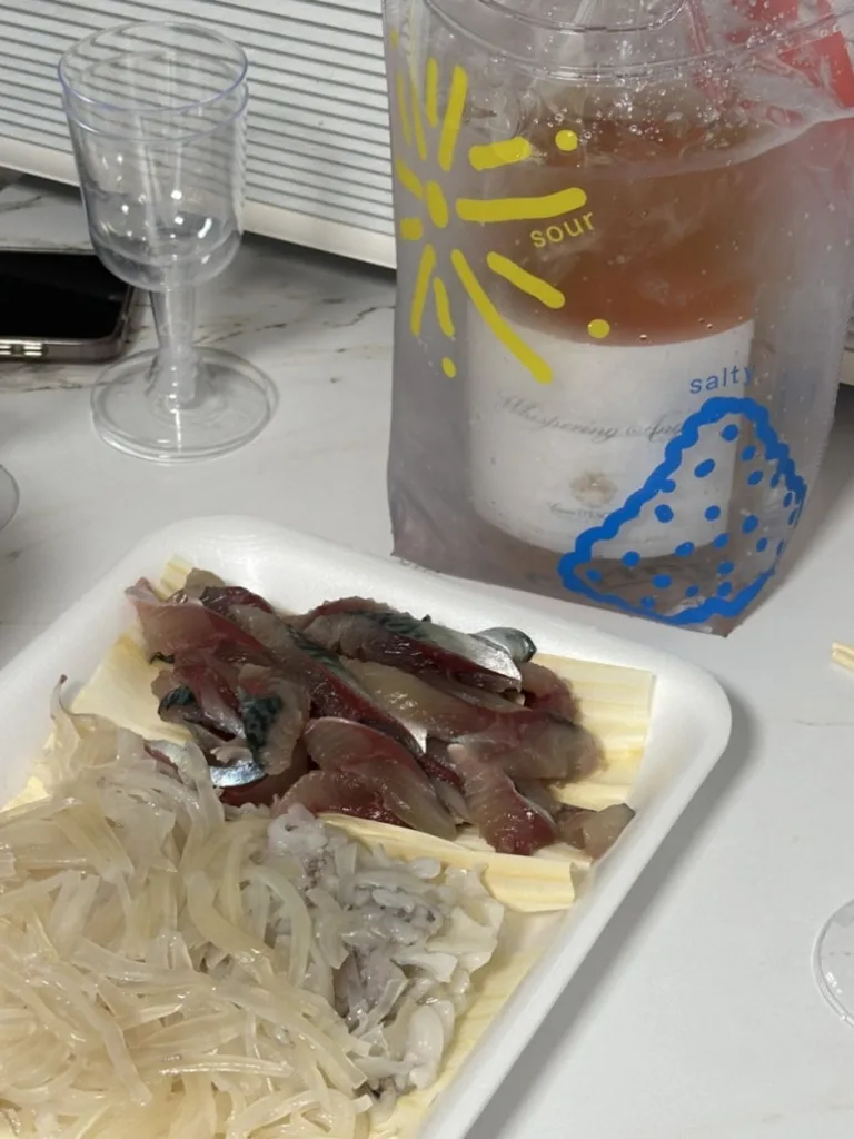 Fresh squid sashimi at Jumunjin Seafood Market in Gangneung
